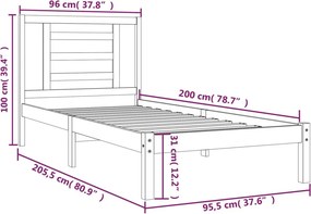 vidaXL Σκελετός Κρεβ. Χωρίς Στρώμα Λευκό 90x200 εκ Μασίφ Πεύκο
