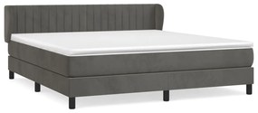 Κρεβάτι Boxspring με Στρώμα Σκούρο Γκρι 180x200 εκ. Βελούδινο - Γκρι