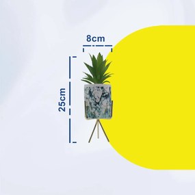 Τεχνητό Φυτό σε Κεραμικό Γλαστράκι και Μεταλλική Χρυσή Βάση 8x26cm - Γαλάζιο