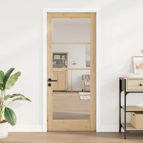 vidaXL Εσωτερική Πόρτα με Γυαλί Καφέ 83 x 202 εκ.