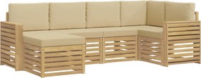 vidaXL Σειρά Καναπέ Εξωτερικού 6 pcs Λευκό και Μπεζ Πολυεστέρας