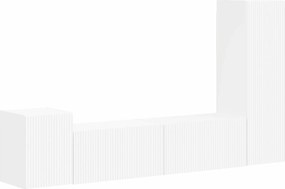 vidaXL Σετ επίπλου τηλεόρασης Επιτοίχιο 4 pcs Λευκό Επεξεργασμένο ξύλο
