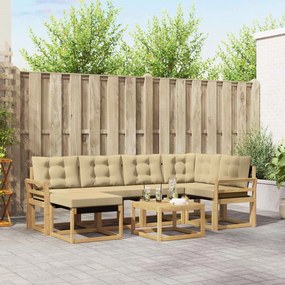 vidaXL Σειρά Καναπέ Εξωτερικού με μαξιλάρι 7 pcs Λευκό και Μπεζ