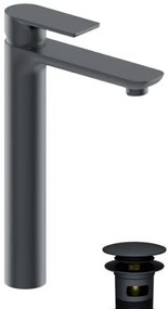 Μπαταρία Νιπτήρα Αναμεικτική Ψηλή για επιτραπέζιους νιπτήρες Μαύρο Ματ με βαλβίδα Klinker Felice Black Matt B801A