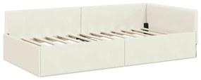 vidaXL Κρεβάτι Γωνίας Κρεμ 80 x 200 cm Βελούδο και Εργοστασιακό ξύλο