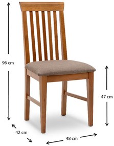 Καρέκλα τραπεζαρίας Francis Megapap από μασίφ ξύλο οξιάς χρώμα καρυδί 48x42x96εκ.