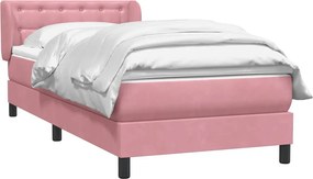 vidaXL Box Spring κρεβάτι με στρώμα ροζ 90x210 εκ. Βελούδινο