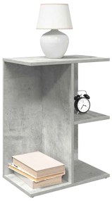 Κομοδίνα 2 Τεμ. Γκρι Σκυροδέματος 46,5x29x61 εκ. από Επεξ. Ξύλο