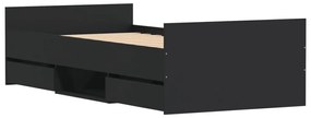 Πλαίσιο Κρεβατιού με Κεφαλάρι &amp; Ποδαρικό Μαύρο 90 x 200 εκ. - Μαύρο