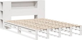 vidaXL Κρεβάτι Βιβλιοθήκη Χωρίς Στρώμα Λευκό 120x200 εκ Μασίφ Πεύκο