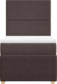vidaXL Κρεβάτι Boxspring με Στρώμα Σκούρο Καφέ 90x200 εκ. Υφασμάτινο