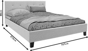 Κρεβάτι Mago pakoworld ύφασμα εκρού 160x200εκ