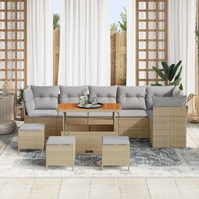 vidaXL Σετ Καναπέ Κήπου 10 pcs μπεζ και ανοιχτό γκρι 110 x 55 x 71 εκ