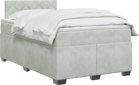 vidaXL Κρεβάτι Box Spring με Στρώμα και LED Ανοιχτό γκρι 120 x 190 cm