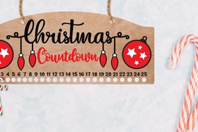 Σετ των 2 Intra απο ξύλο plywood 3mm-4mm πάχος Χριστουγεννιάτικη αντίστροφη μέτρηση | Candy Cane Δίασταση 15x15 cm INTRAFABR-109717932