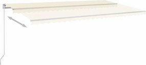 vidaXL Χειροκίνητη τέντα με ηλιακό LED 6 x 3 m Κρεμ 100% Πολυεστέρας