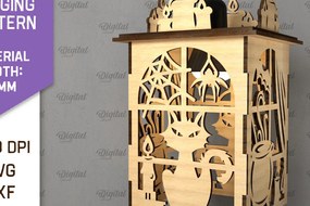 Σετ των 2 Intra απο ξύλο plywood Χρώμα wenge 3mm-4mm πάχος - Αποκριάτικο Κρεμαστό Φανάρι με λέιζερ Δίασταση 15x15 cm INTRAFABR-91194197