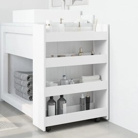 vidaXL Τρόλεϊ Αποθήκευσης Στενό 4 Επιπέδων Λευκό Επεξεργασμένο Ξύλο