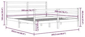 Πλαίσιο Κρεβατιού 200 x 200 εκ. από Μασίφ Ξύλο Πεύκου - Καφέ