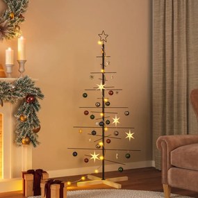 vidaXL Χριστουγεννιάτικο Δέντρο Μαύρο 150 εκ. Μέταλλο με Ξύλινη Βάση