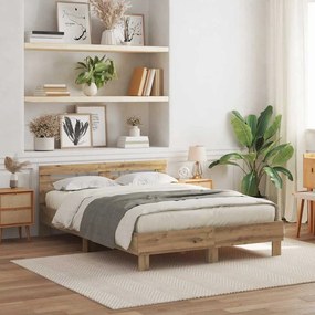 vidaXL Σκελετός Κρεβατιού artisan δρυς 150 x 200 cm Επεξεργασμένο ξύλο
