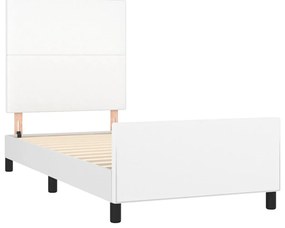 vidaXL Πλαίσιο Κρεβατιού με Κεφαλάρι Λευκό90x190εκ. από ΣυνθετικόΔέρμα