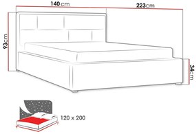 Κρεβάτι Pomona 104, Μονόκλινο, Γκρι, 120x200, Ταπισερί, Τάβλες για Κρεβάτι, 140x223x93cm, 75 kg | Epipla1.gr