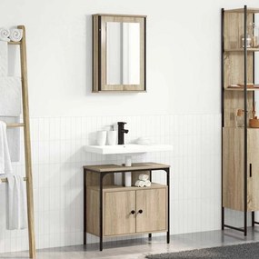 vidaXL Σετ Επίπλων Μπάνιου με ράφι 2 pcs Καφέ Επεξεργασμένο ξύλο