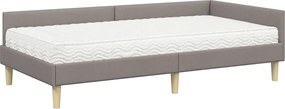 vidaXL Κρεβάτι γωνίας με στρώμα με στρώμα 2 pcs Taupe ύφασμα