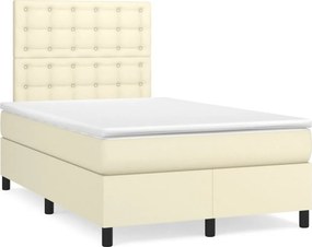 vidaXL Κρεβάτι Boxspring με Στρώμα Κρεμ 120x200εκ. από Συνθετικό Δέρμα