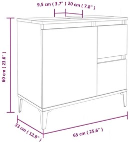 Ντουλάπι Μπάνιου Καφέ Δρυς 65x33x60 εκ. Επεξεργασμένο Ξύλο - Καφέ