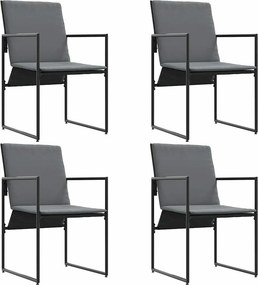 vidaXL Καρέκλα με μαξιλάρι 4 pcs Μαύρο και Ανθρακί Textilene
