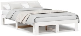vidaXL Κρεβάτι με Κεφαλάρι Λευκό 120x200 εκ. Μασίφ ξύλο πεύκου