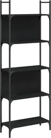 vidaXL Βιβλιοθήκη 5 Επιπέδων Μαύρη 60,5x24x166,5 εκ. Επεξεργ. Ξύλο