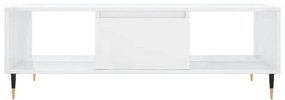 Τραπεζάκι Σαλονιού Γυαλ. Λευκό 104x60x35 εκ. από Επεξεργ. Ξύλο - Λευκό