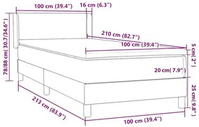 Κρεβάτι Boxspring με Στρώμα Ροζ 100x210 εκ. Βελούδινο - Ροζ