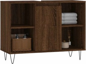 vidaXL Ντουλάπι Μπάνιου Καφέ Δρυς 80 x 33 x 60 εκ. Επεξεργασμένο Ξύλο