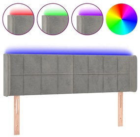 Κεφαλάρι Κρεβατιού LED Ανοιχτό Γκρι 147x16x78/88 εκ. Βελούδινο - Γκρι
