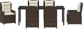 vidaXL Σέτ φαγητού για κήπο 7 pcs Καφέ συνθετικό ρατάν