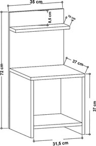Κομοδίνο Ulman Megapap χρώμα λευκό 35x37x72εκ.