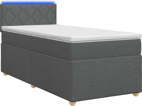 vidaXL Κρεβάτι box spring με στρώμα Σκούρο Γκρι 100 x 200 cm Ύφασμα