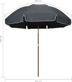 vidaXL Ομπρέλα Κήπου Ανθρακί 300 εκ. με Ατσάλινο Ιστό