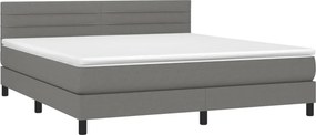 vidaXL Κρεβάτι Boxspring με Στρώμα &amp; LED Σκ.Γκρι 180x200 εκ Υφασμάτινο