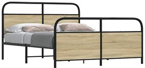 vidaXL Σκελετός Κρεβ. Χωρίς Στρώμα Sonoma Δρυς 150x200 εκ. Μεταλλικό