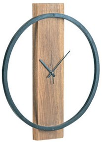 Ρολόι Τοίχου CLOCK-1 Φυσικό/Μαύρο Μέταλλο/Ξύλο Φ45x4cm