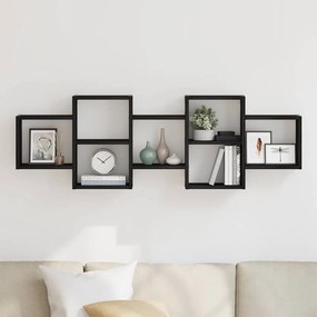vidaXL Ράφι Τοίχου Μαύρη Δρυς 129 x 18 x 42 εκ. από Τεχνητό Ξύλο