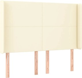 vidaXL Κρεβάτι Boxspring με Στρώμα &amp; LED Κρεμ 140x190 εκ. Συνθ. Δέρμα