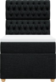 vidaXL Κρεβάτι Boxspring με Στρώμα Μαύρο 90x190 εκ.Υφασμάτινο