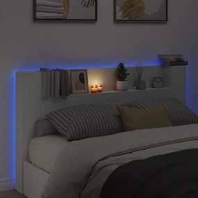vidaXL Κεφαλάρι Ντουλάπι με LED με ράφι Λευκός 180 x 16,5 x 103,5 cm
