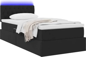 vidaXL LED Κρεβάτι αποθήκευσης με στρώμα Μαύρο 100 x 200 cm Βελούδο